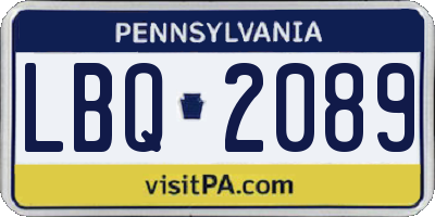 PA license plate LBQ2089