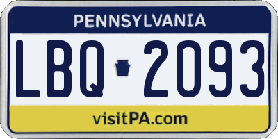 PA license plate LBQ2093