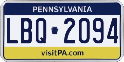 PA license plate LBQ2094