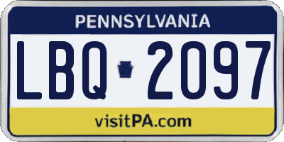 PA license plate LBQ2097