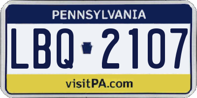 PA license plate LBQ2107