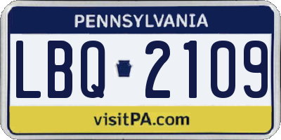 PA license plate LBQ2109