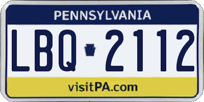 PA license plate LBQ2112