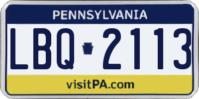 PA license plate LBQ2113