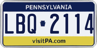 PA license plate LBQ2114