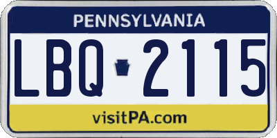 PA license plate LBQ2115