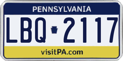 PA license plate LBQ2117