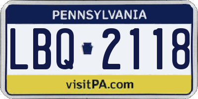 PA license plate LBQ2118