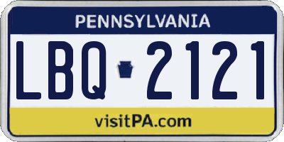 PA license plate LBQ2121