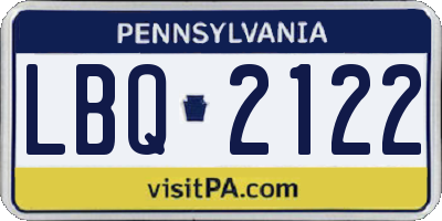 PA license plate LBQ2122