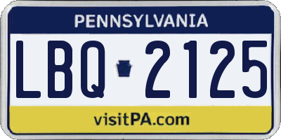 PA license plate LBQ2125