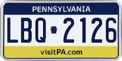 PA license plate LBQ2126