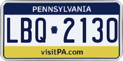 PA license plate LBQ2130