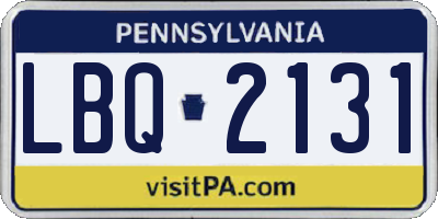 PA license plate LBQ2131