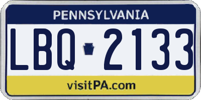 PA license plate LBQ2133