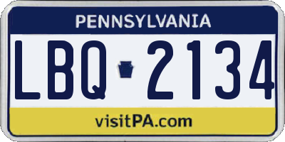 PA license plate LBQ2134