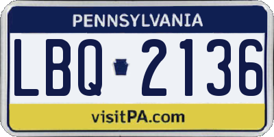 PA license plate LBQ2136