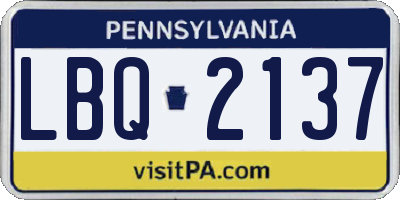 PA license plate LBQ2137