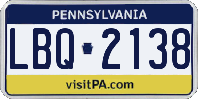 PA license plate LBQ2138