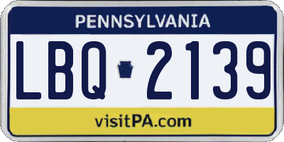 PA license plate LBQ2139