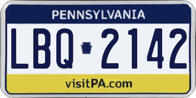 PA license plate LBQ2142