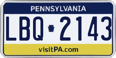 PA license plate LBQ2143