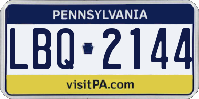 PA license plate LBQ2144