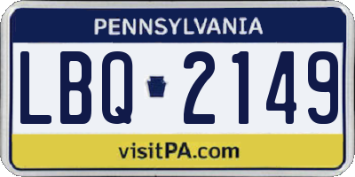 PA license plate LBQ2149