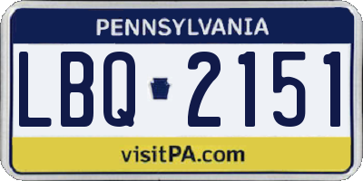 PA license plate LBQ2151
