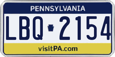 PA license plate LBQ2154