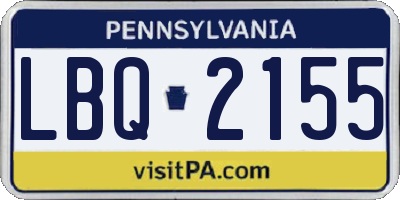 PA license plate LBQ2155