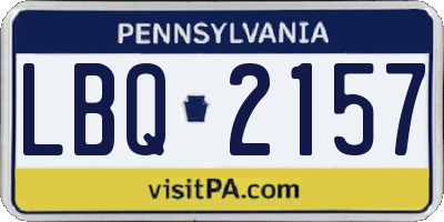 PA license plate LBQ2157