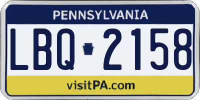 PA license plate LBQ2158