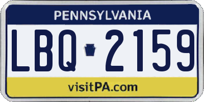 PA license plate LBQ2159