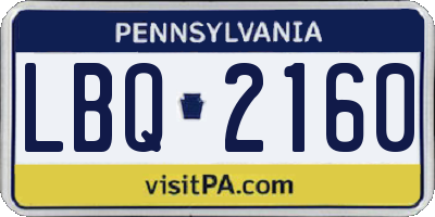 PA license plate LBQ2160