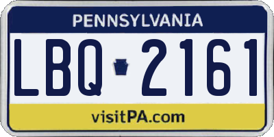 PA license plate LBQ2161