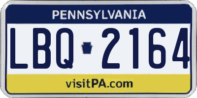 PA license plate LBQ2164