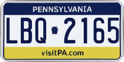 PA license plate LBQ2165