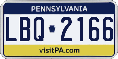 PA license plate LBQ2166