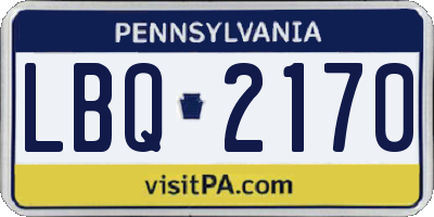 PA license plate LBQ2170