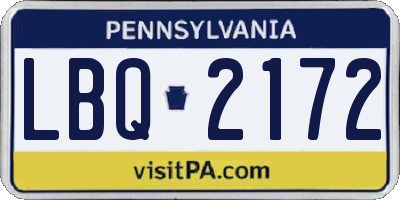 PA license plate LBQ2172
