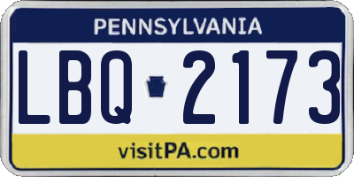 PA license plate LBQ2173