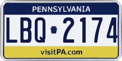 PA license plate LBQ2174