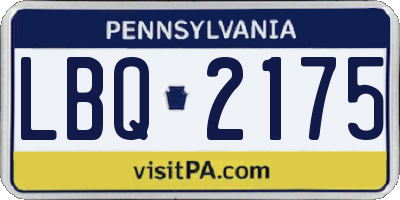 PA license plate LBQ2175