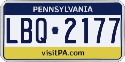 PA license plate LBQ2177