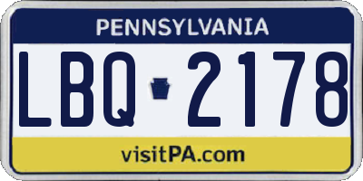 PA license plate LBQ2178