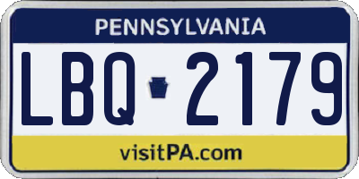 PA license plate LBQ2179