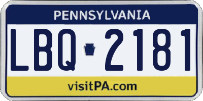 PA license plate LBQ2181