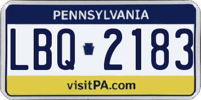 PA license plate LBQ2183