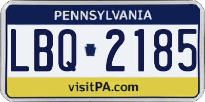 PA license plate LBQ2185